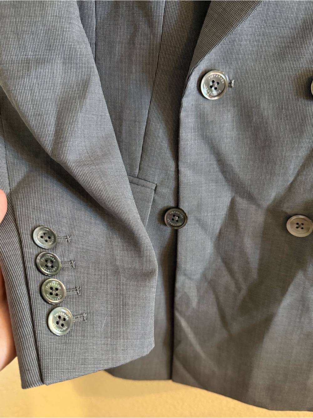 Tie For Her Wool Blend Gray Double Breasted Suit Jacket Blazer - Picture 10 of 10